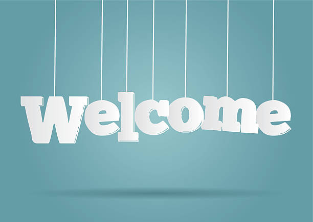 Palabra welcome colgada de hilos