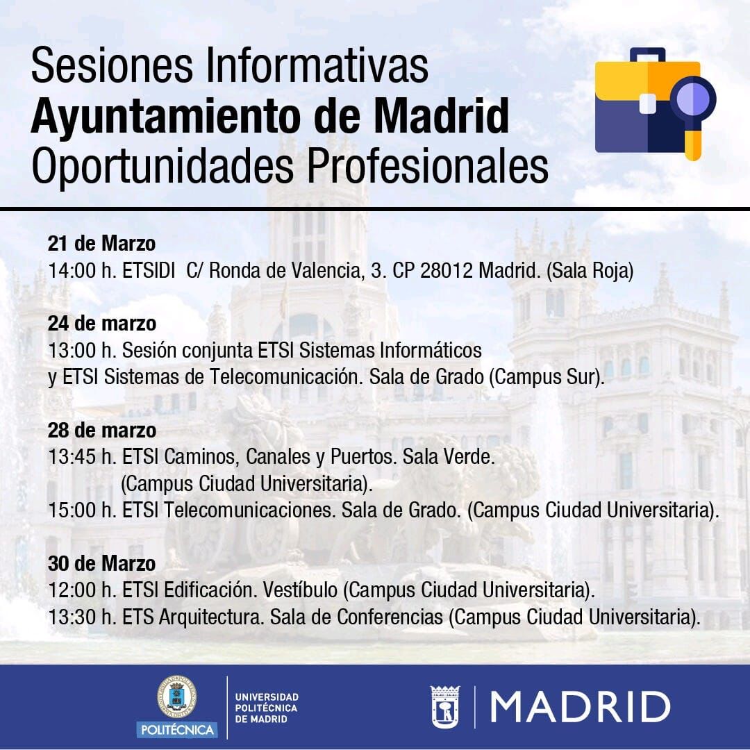 Cartel sesiones informativas empleo Ayuntamiento de Madrid